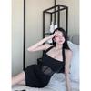 Foreign style one-word shoulder sexy dress women's clothing summer spice girl hanging neck halter tight body hip wrap small black dress short skirt