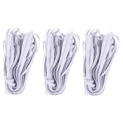 3 Bags 0.6cm 10m/32.8ft Flat Elastic Rope Cord Bands for Clothing Sewing DIY Craft ProjectWhite