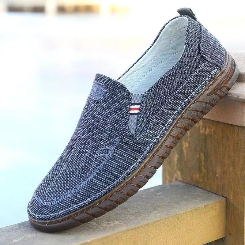 Old Beijing Cloth Shoes Breathable Canvas Shoes Men's Casual Beef Tendon Sole One Pedal Low-top Comfortable Soft-soled Work Shoes Men