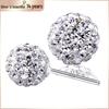 925 Sterling Silver Shamballa Crystal Ball Stud Earrings Korean Fashion Jewelry 