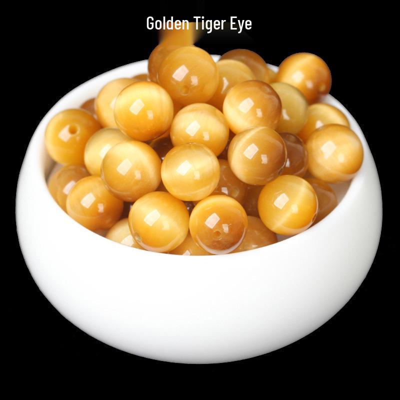 Gold, Red, Blue, and Yellow Tiger Eye Cat's Eye Round Beads for DIY Jewelry Making