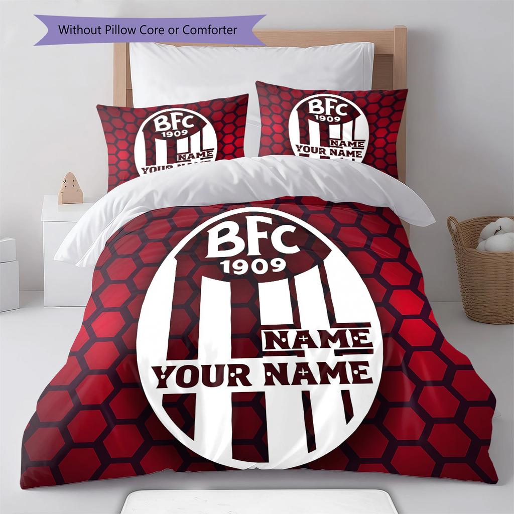 Bologna Fc Custom Name Pattern Bedding Quilt Set Quilt Cover Pillowcase Home Birthday Gift(1 * duvet cover + 2 * pillowcase, without core)