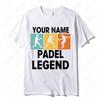 Personalised Your Name The Padel Legend Cotton TShirt for Padel Fans Tennis Player Silhouette Sports Casual Printed Unisex Tops