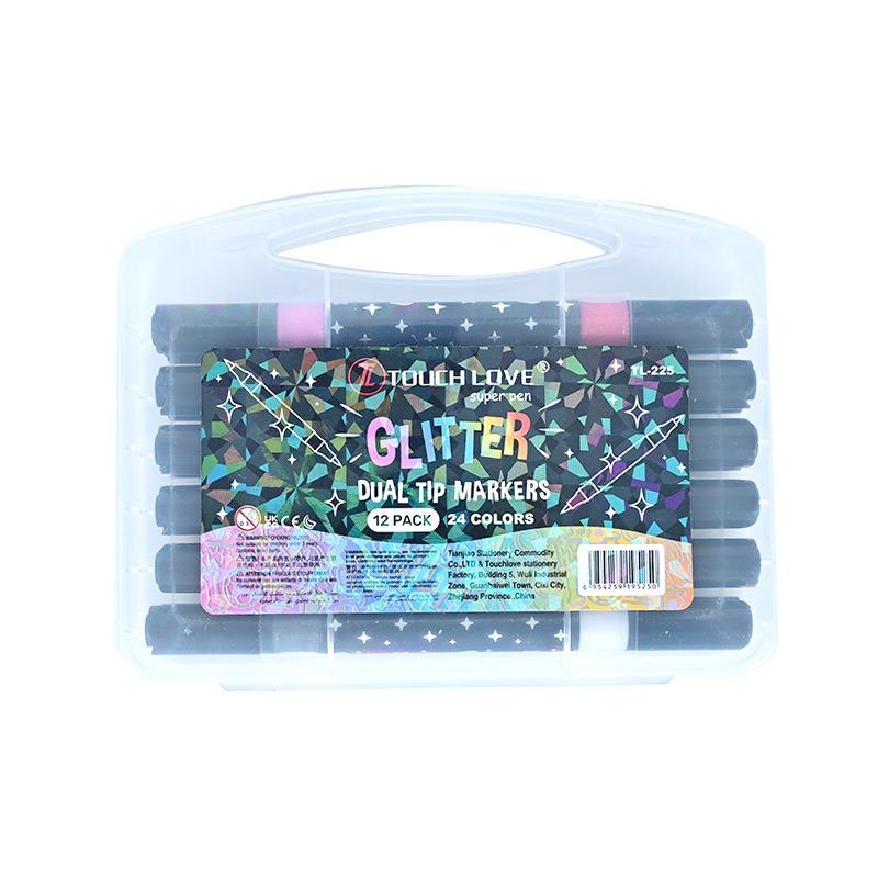 24/48/72/96 Colors Dual Brush Tip Glitter Art Markers Metallic Paint Marker Pens DIY Crafts Birthday Cards, Making Poster, Album