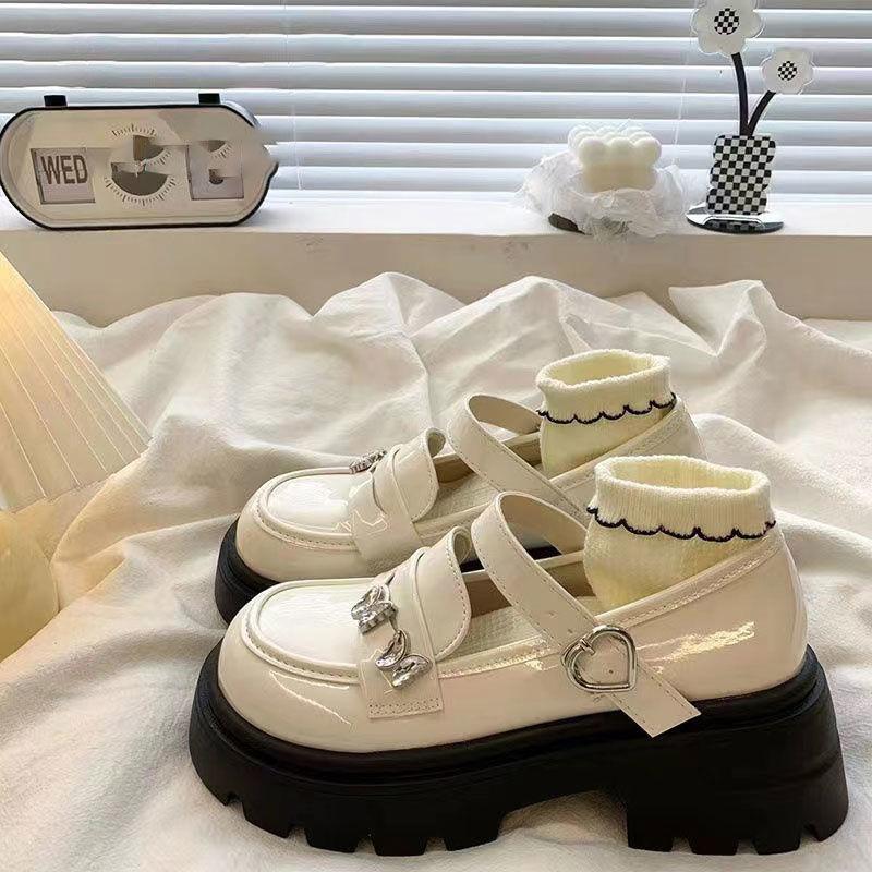 Height-increasing small leather shoes women's 2025 new summer black platform Mary Jane retro with skirt French light mouth single shoes