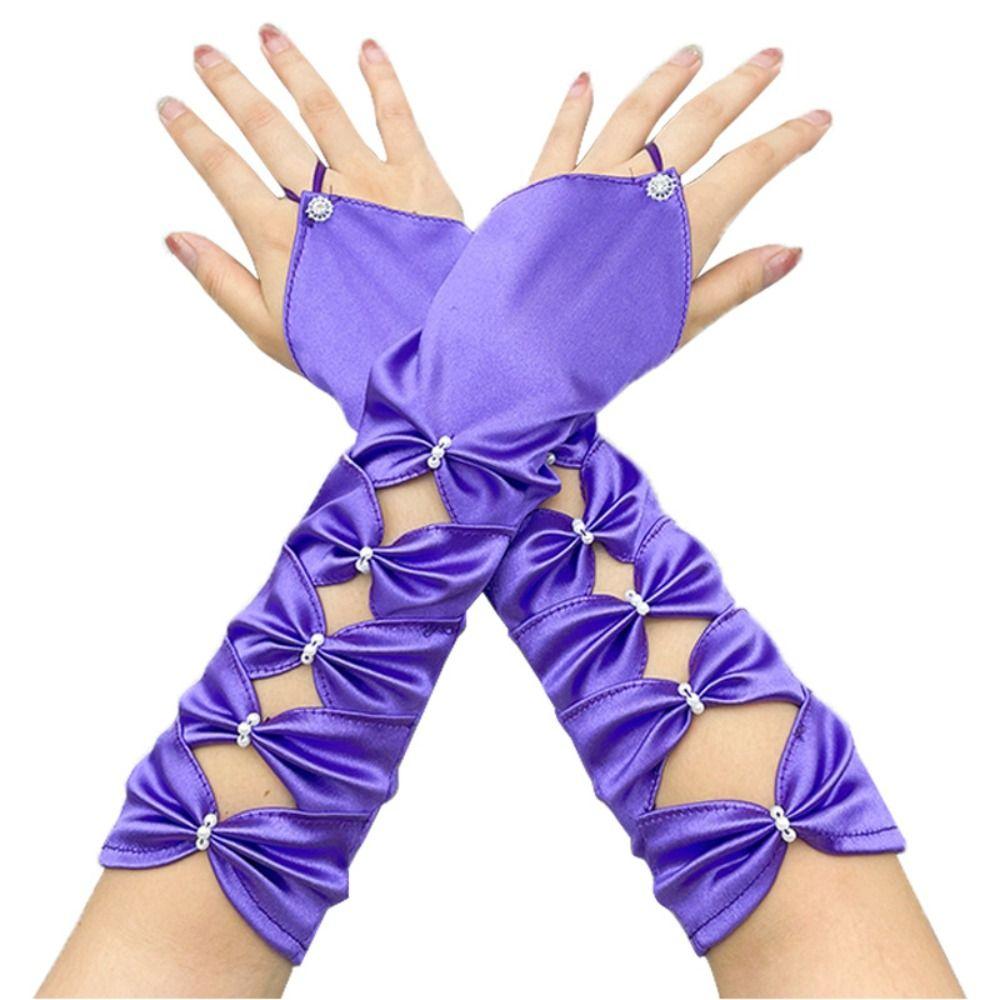 Arm Warmer Party Formal Gloves Bow Full Finger Gloves Temperament Women Long Gloves  Women