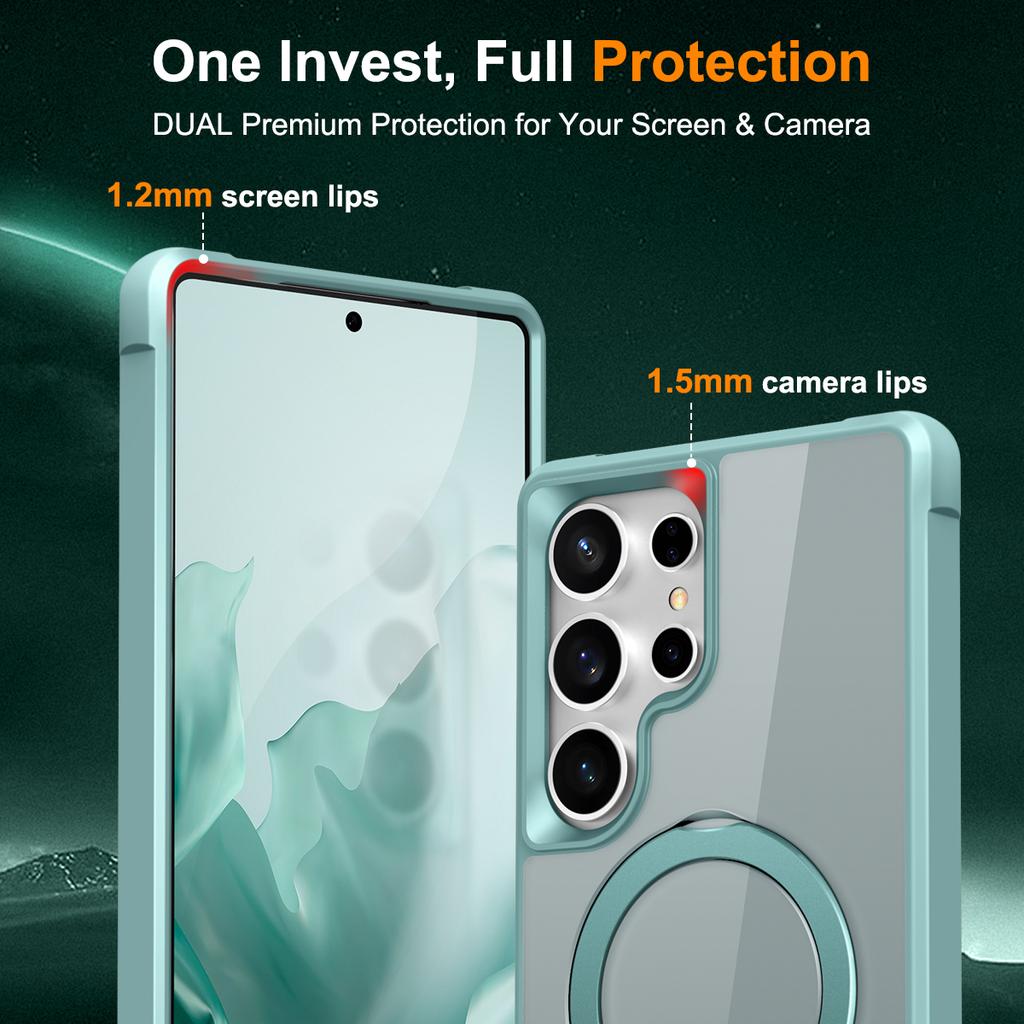 For Samsung Galaxy S25 Ultra Magnetic Case Ring Holder Kickstand TPU + PC Phone Cover