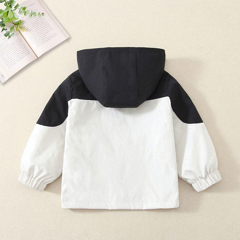 Kids' Color Block Hooded Windbreaker - Spring/Autumn 2025 Boys' Long Sleeve Jacket