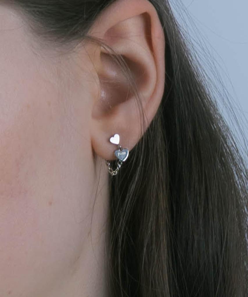 Pearly More Logo Heart Chain Drop Earrings_Pm25E001Ss