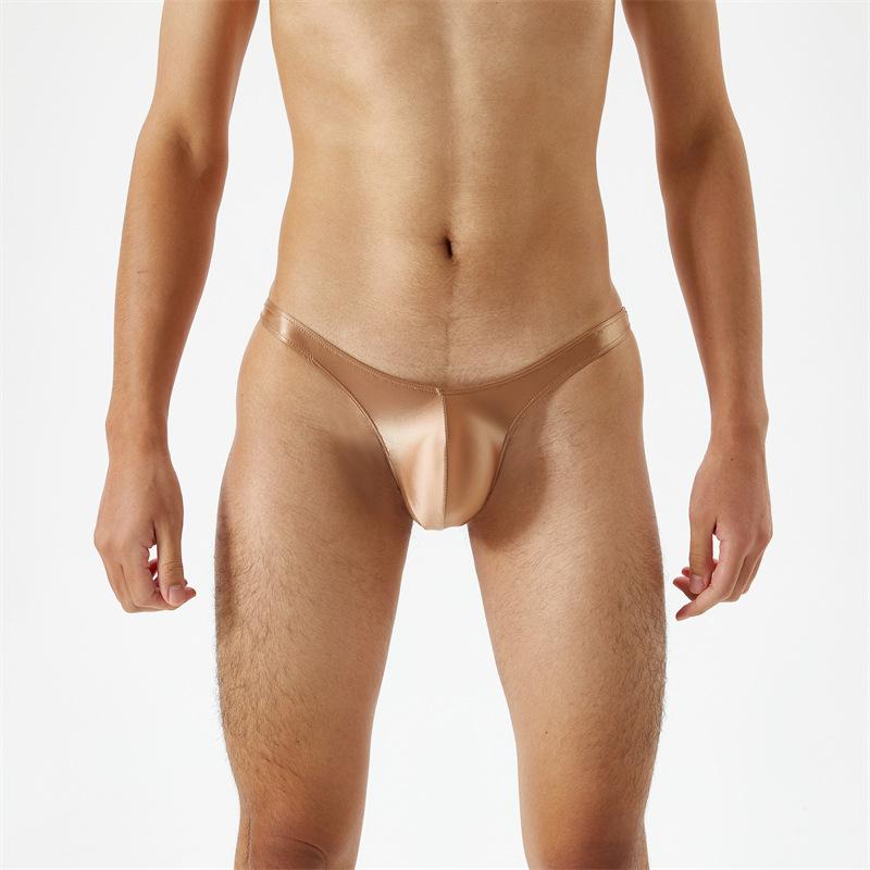Satin Swimwear Mens Swimsuit Glossy Silk Bulge Pouch String Thongs Mini Bikini Bottom Underwear Low Waist Swimwear Bath Panties