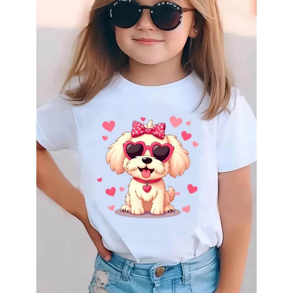 Funny Dog Pattern Children's T-Shirt Girl Cute Animal 3D Printed Fashion Top Short Sleeve Tee Summer Children Clothes Girl Tops