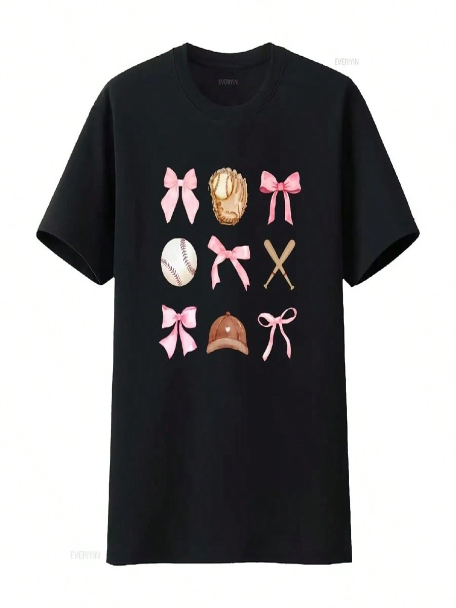 Coquette Baseball T Shirt Mom Game Day Fall Season Bow Aesthetic Vintage Washed Top For Everyday Wear Comfortable Homme S разноцветный