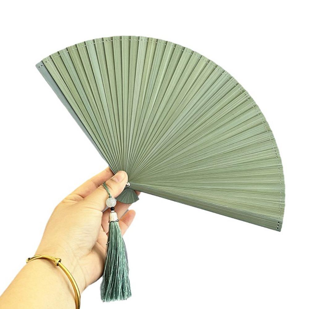 Chinese Style Tassel Folding Fan Solid Color Kimono Fan Elegant Handheld Fans  Wedding Party Decor