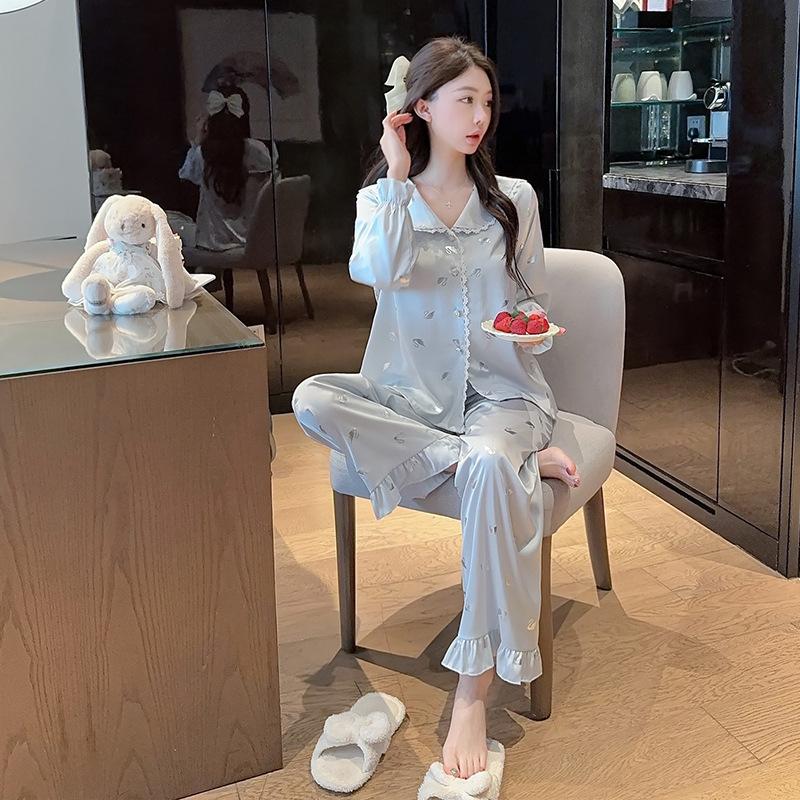 Factory goods 1011 spring new ice silk pajamas women's Douyin fashion cartoon Internet celebrity fashion loungewear suit