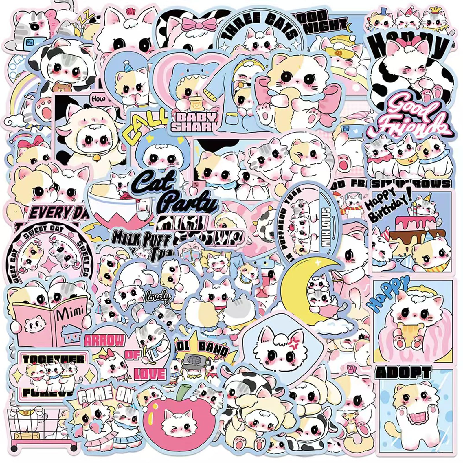 

Oumino 60 Stylish and Cute Cat Popular Waterproof Stickers for Smartphone Water and Perfect as a Gift or Stickers, Designs, Cases, Laptops, Computers,