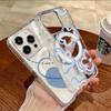 Korea Creative Fashion Blue Love And Flower Magnetic Phone Case For iPhone 16 Pro 15 14 13 12 11Pro Max Plus INS Style Y2k Shell