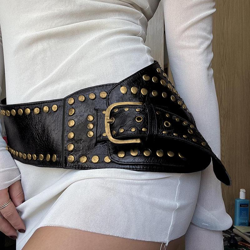 Retro Punk-stil perlebelte med uregelmessige maljer - Hot Girl Trend All-Match hult bredt belte