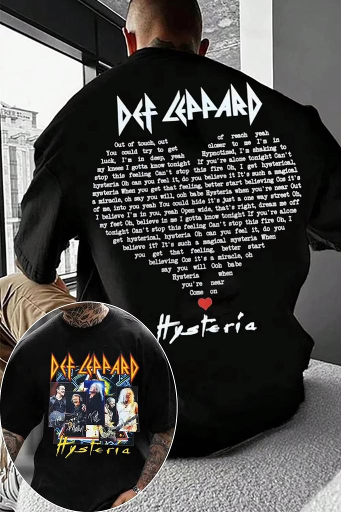 2026 Unisex Clothing Cotton Normcore Tshirt Def Leppard Band Hipster Retro Streetwear Unisex Fashion Oversized Women's Casual Shirt