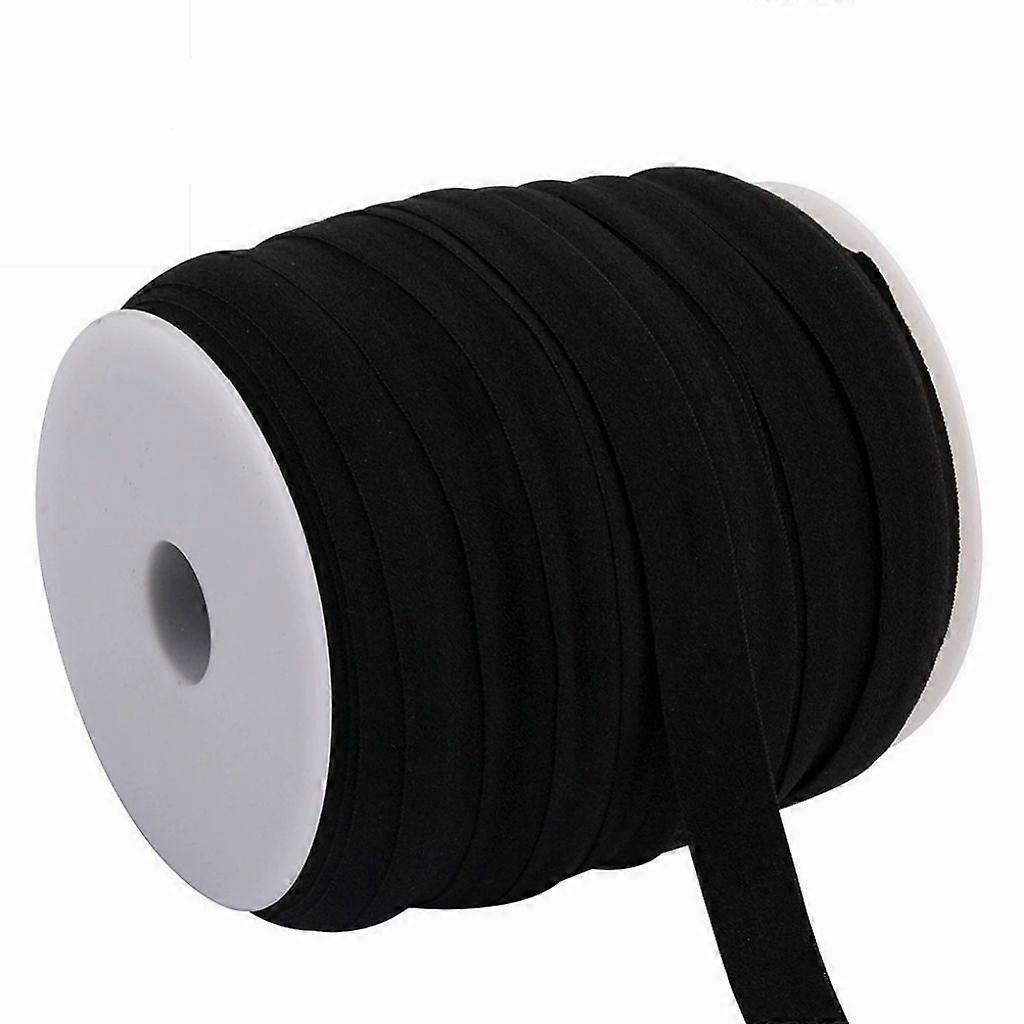 50 Yards Black Elastic Foldover Ribbon Stretch Fold Over Elastics for Hair Ties