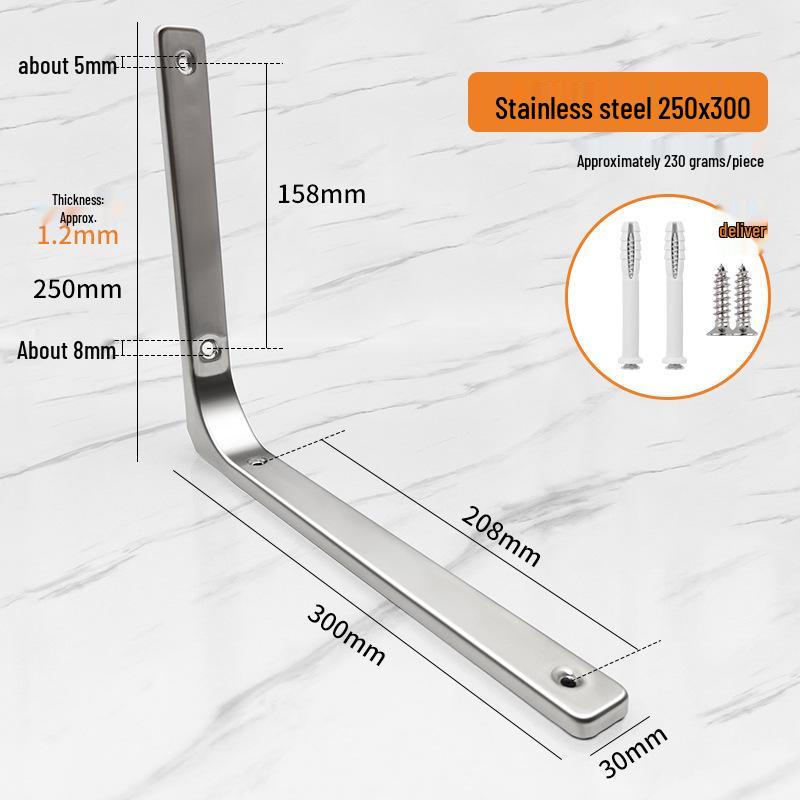 Stainless Steel Curved Wall-Mounted Triangular Shelf Bracket