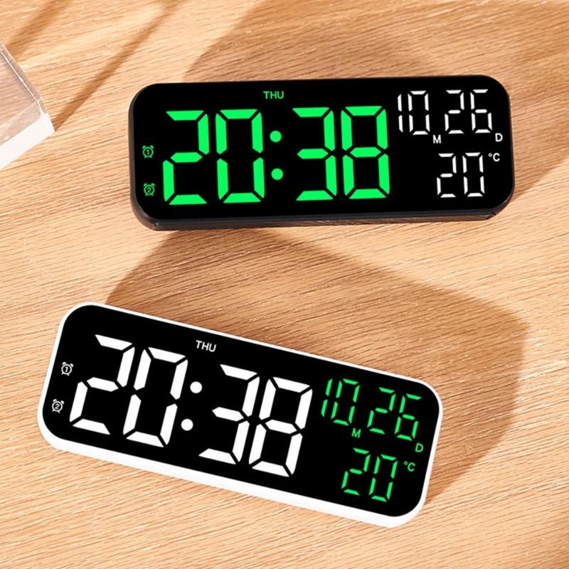 Versatile LED Alarm Clock with Temperature and Humidity Display Durable 12/24 Hour Format and 3 Adjustable Brightness