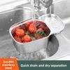 Stainless Steel Kitchen Drain Basket For Fruit And Vegetable Storage With Hanging Hooks