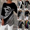 Women's Fashion Casual 3/4 Sleeve O Neck Blouses & Shirts