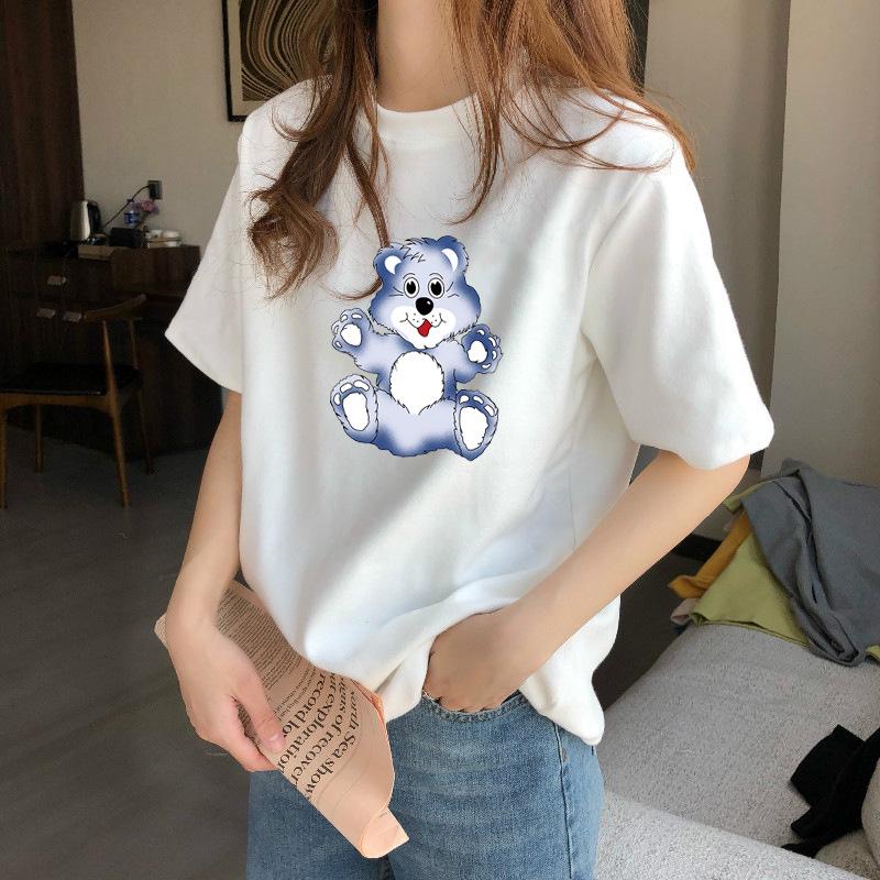 Women s 2025 Harajuku Style White Pure Cotton Short Sleeve T-Shirt - Trendy, Loose Fit Summer Base Layer 2XL (135-145 jin)