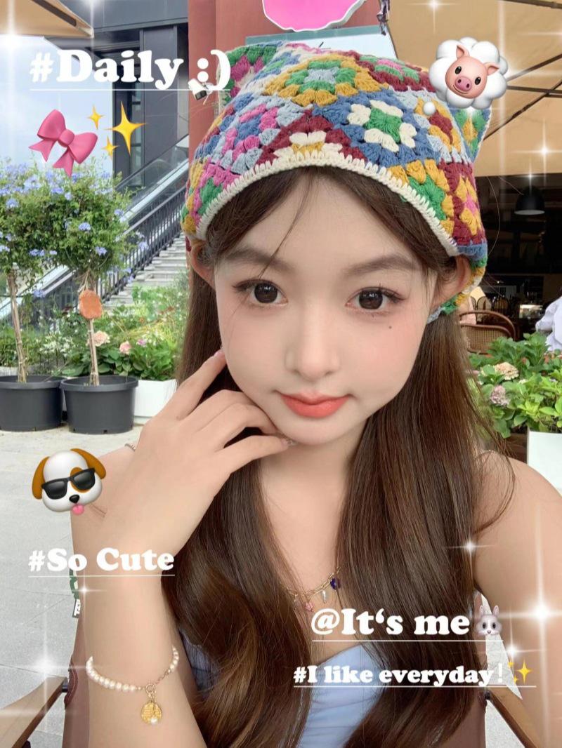 

Женский вязаный крючком французский платок в стиле ретро: Милая, симпатичная, вязанная вручную треугольная повязка для волос для модных путешествий One Size