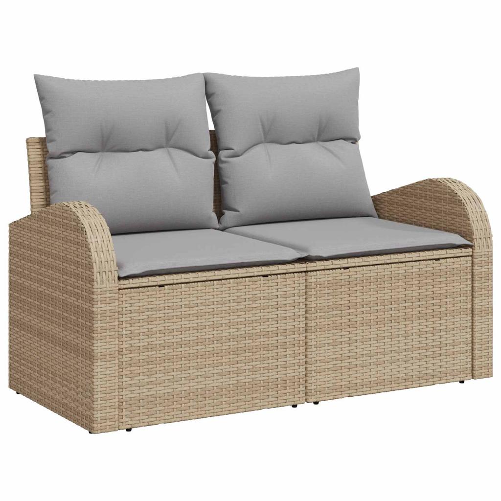 Sofa Set 8 Pieces Beige and Light Gray Poly Rattan and Steel
