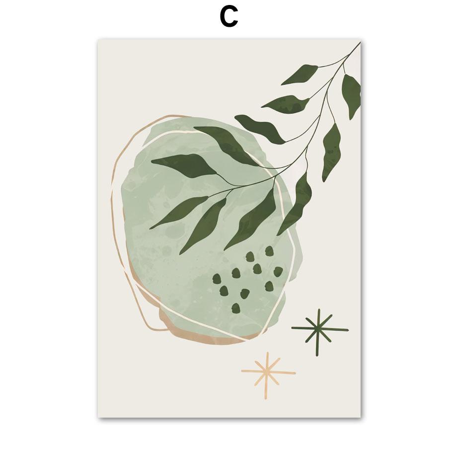 

Абстрактная геометрическая настенная живопись на холсте в стиле бохо, шалфей, зеленые растения, постер с принтом, декор для комнаты, настенные панно для декора гостиной 50X70cm No Frame