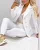 AL KHALID Stylish Women's White Genuine Lambskin Real Leather Blazer Coat Slim Fit Button