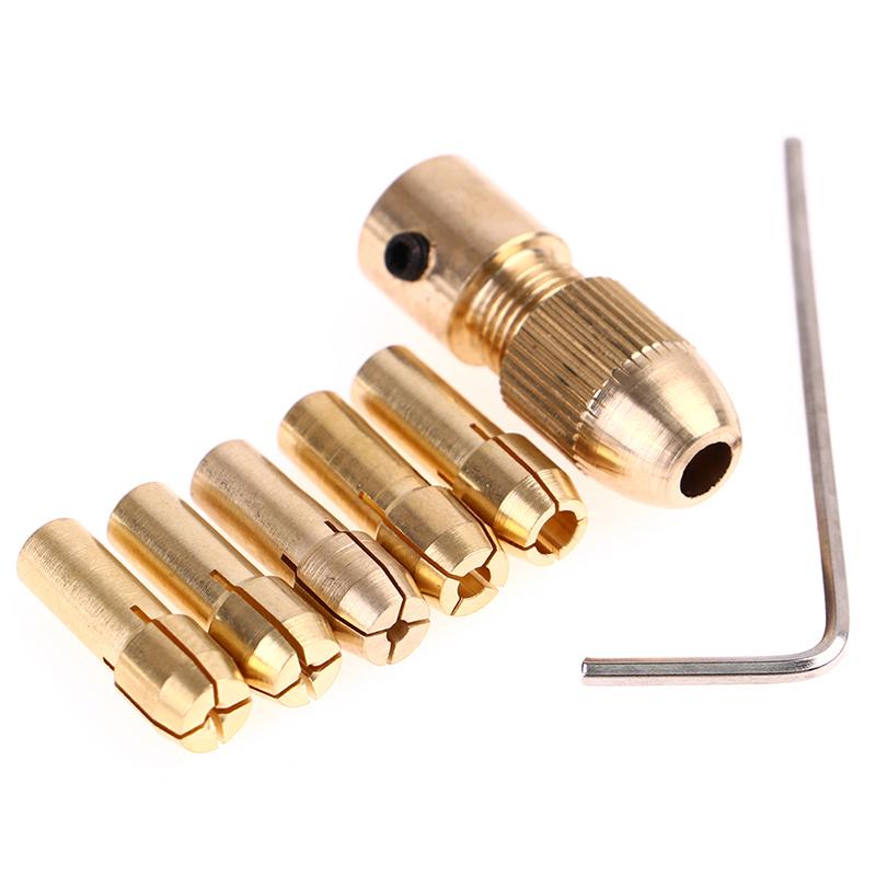7pcs/set Brass Collet For Mini Rotary Electric Motor Shaft Drill Chuck Bit Tool For 0.5-3.0MM Drill Bit