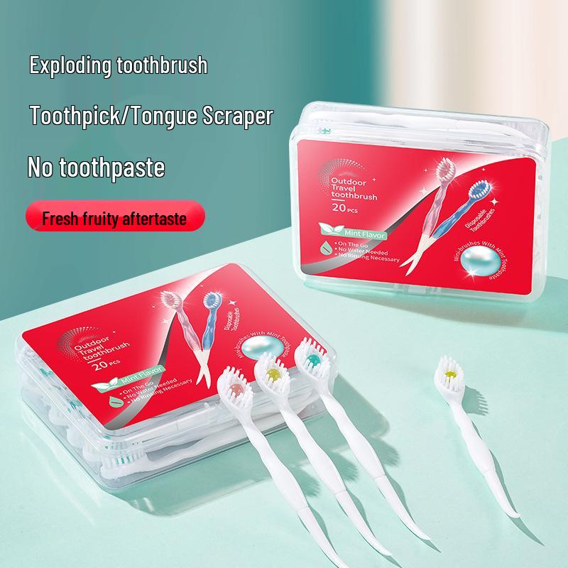 20-Piece Mini Burst Bead Toothbrush Travel Set: Portable Disposable Cleaner with Toothpick