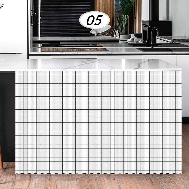 100x140cm Self-Adhesive Dustproof Curtain Kitchen Cabinet Open Shelves Cupboard Cover Cloth Decorative Short Curtains