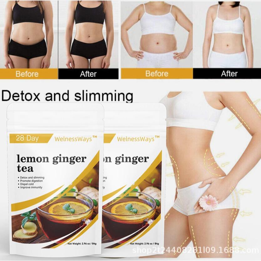 Lemon Ginger Tea Herbal Weight Loss Detox Tea 100% Natural Caffeine-Free Digestive Aid Immune Support 20 Tea Bags