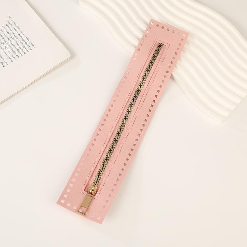 27 cm doppelseitige Leder-Reißverschluss-Utility-Handtasche Leder-Reißverschluss-Utility-Häkeltasche Beschläge Solider Reißverschluss Nähzubehör