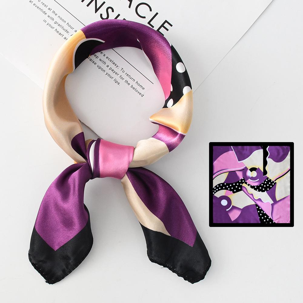 

Весенне-осенний маленький свежий горошек леопардовый принт 50 * 50 имитация шелка маленький квадратный шарф женский пляжный маленький шарф шелковый шарф 50*50CM