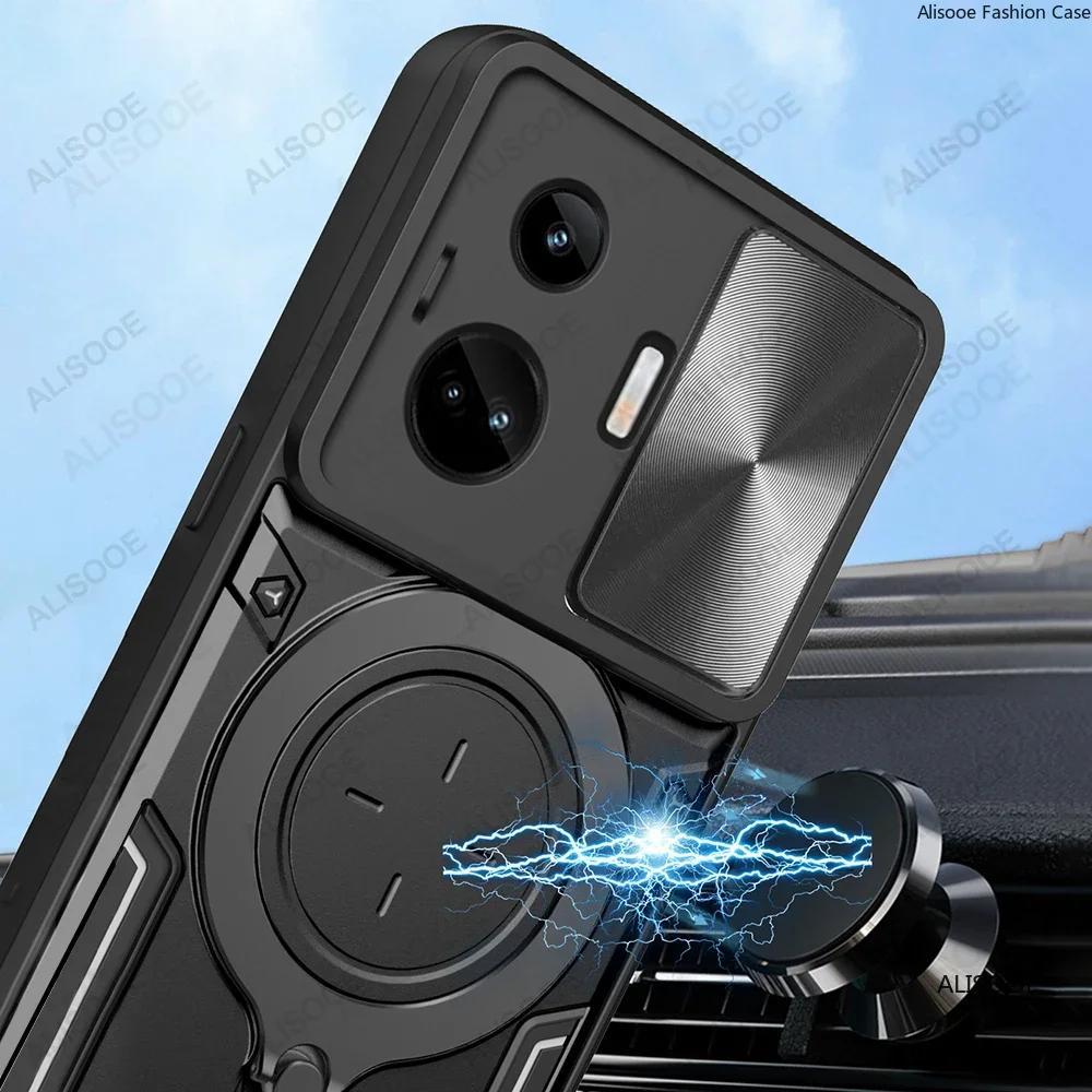 Funda for Realme GT Neo 5 Case Slide Camera Lens Magnetic Stand Protection Cover for OPPO Realme GT Neo 5 Capa