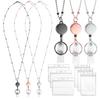 Retractable Badge Reel Lanyard Badge Holder Necklace DIY Beaded Lanyard with ID Card Holders