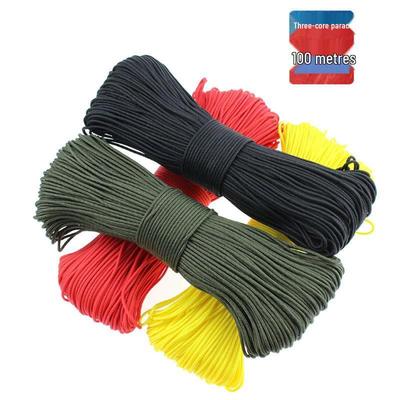 Three-core 100m Multi-color Braided Rope: Outdoor Camping Clothesline, Drawstring, Tent Cord, Multi-functional Use.