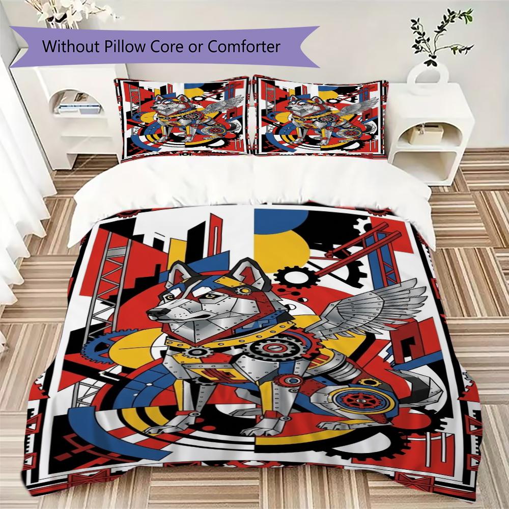 Set Copripiumino con Fantasia di Cani Husky Copripiumino Federa Decorazione per la Casa Regalo di Compleanno (1 * copripiumino + 2 * federe senza imbottitura)69