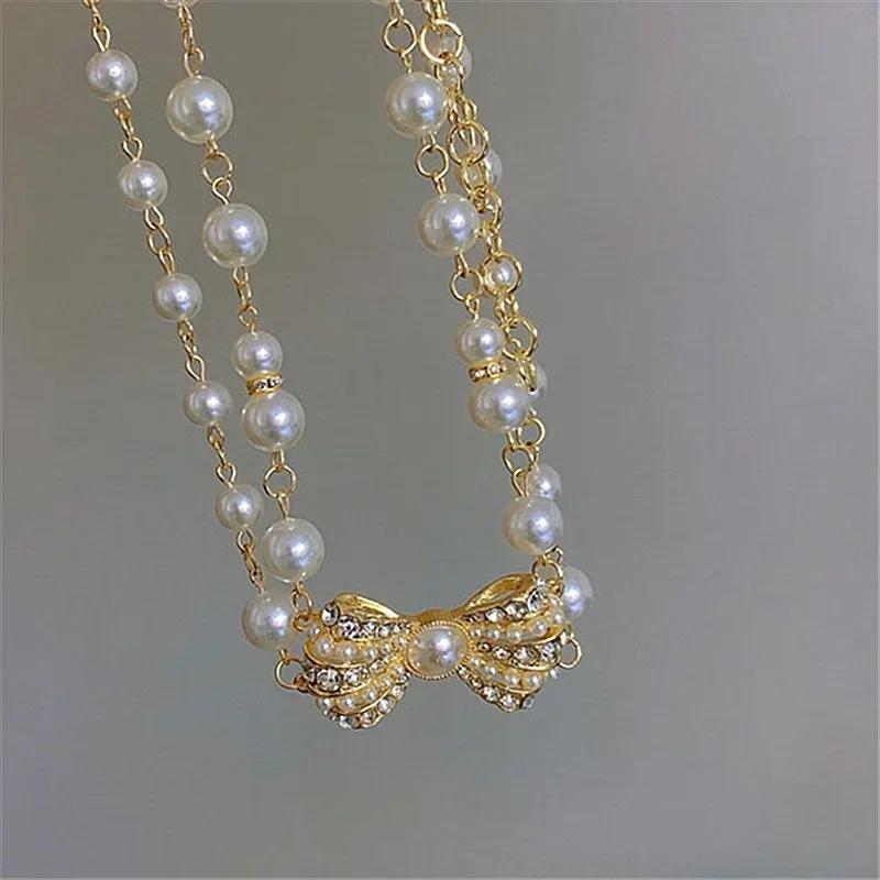 Gorgeous Imitation Pearl Choker Necklaces for Women Irregular Pearls Chain Pendant Fashion Jewelry Wedding Necklace Party Gift