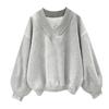 Felpe da donna con scollo a V, maniche lunghe, oversize, tinta unita, casual, vestibilità ampia, atletiche, da allenamento