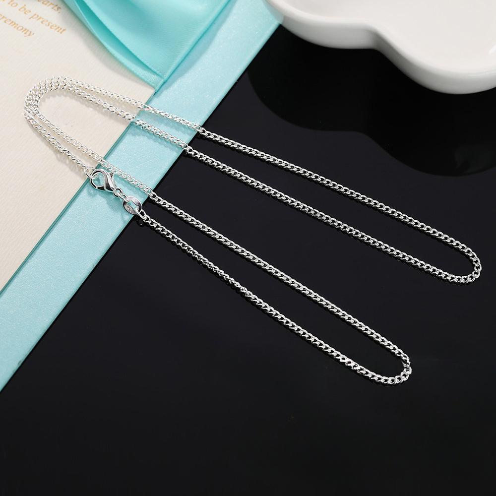 Silver-plated Necklace 16-30 Inches Silver Jewelry 2MM Side Chain Necklace Korean Version