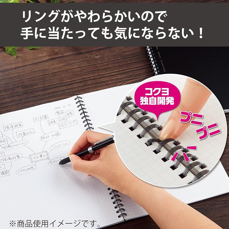 KOKUYO Soft Ring Notebook, Business Use, 70 pages, A5 size, Grid ruled, Black, Su-SV437S5-D