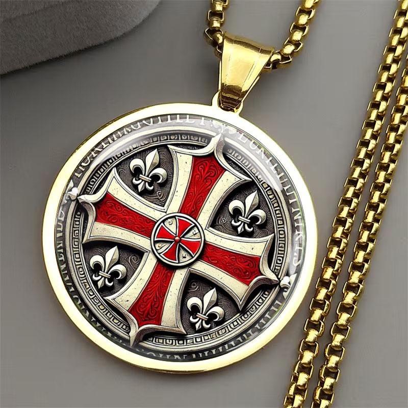 Men's Knights Templar Trendy Men's Faith Totem Accessories Anti-rust and Wear-resistant Necklace Pendant