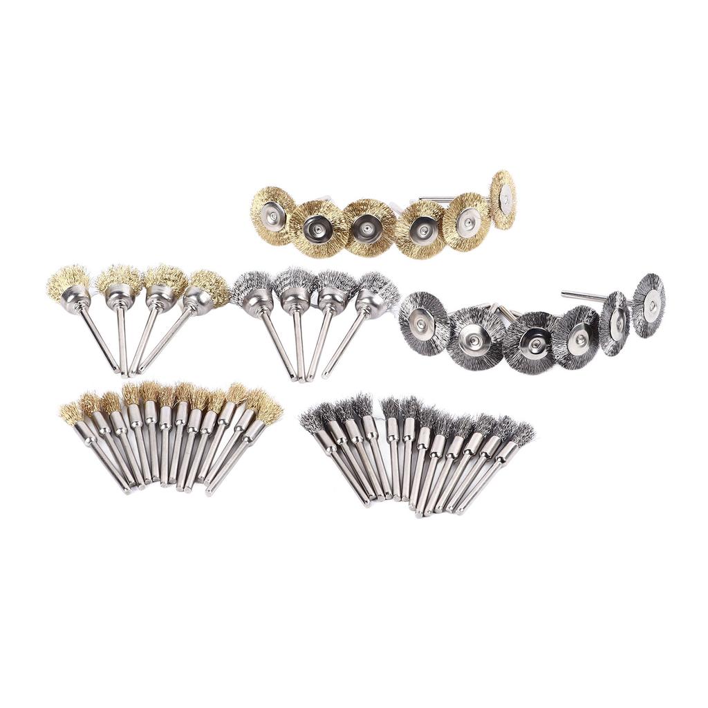44 Pcs Wire Brush Set Brass Steel Wire Pen Cup T Shape Brush Set for Cleaning Polishing Deburring