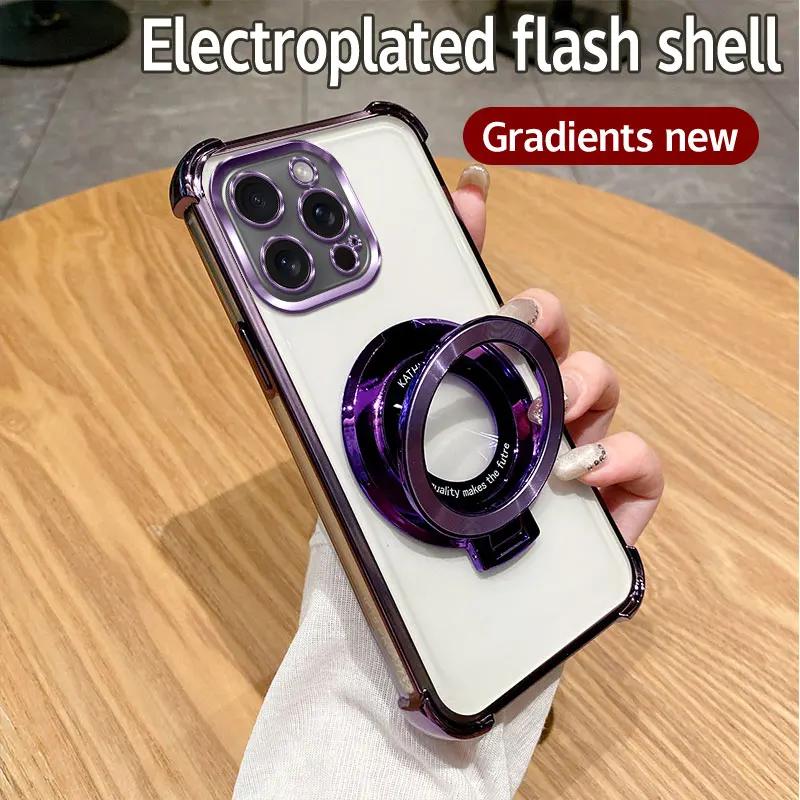 Shockproof Magnetic Bracket for Magsafe Clear Case for Funda vivo Y03 Y02 Y16 Y28 Y18 Y33S Y21S Y76 Y36 With Holder Stand Cover