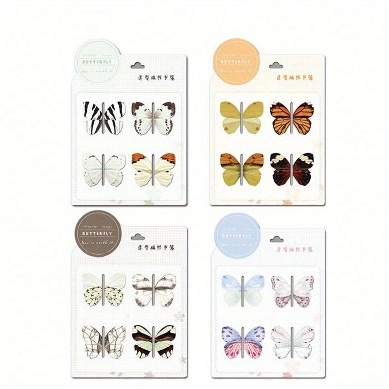 

4 шт./набор Милые магнитные закладки в форме бабочек, Бумажные закладки с двусторонним магнитным зажимом, Креативные канцелярские товары, Подходят random 4pcs